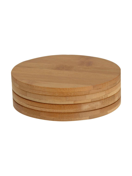 Excellent Houseware Rund Untersetzer Hölzernes Braun 10cm 4Stück