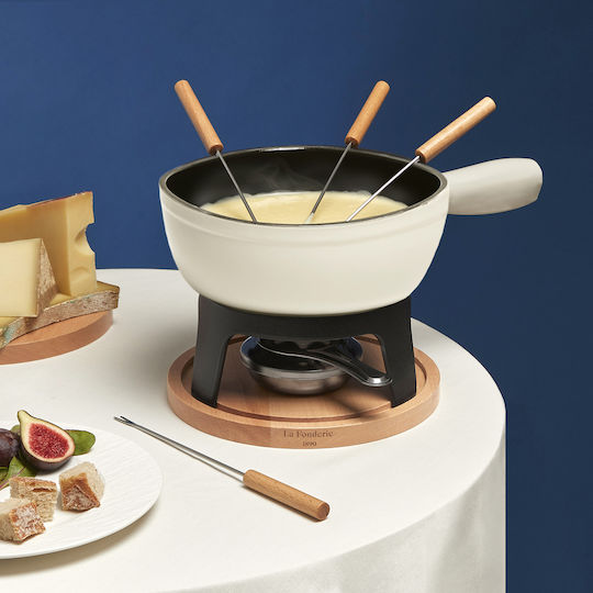 HKoenig Mont Blanc Vas pentru Fondue cu lumină de ceai Din fonta Alb 21x21x17buc