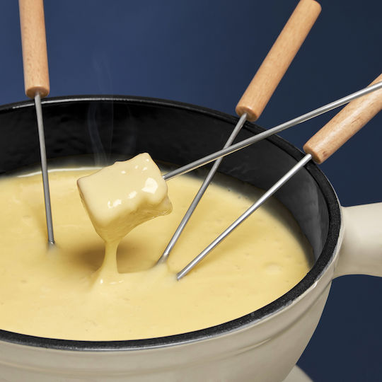 HKoenig Mont Blanc Vas pentru Fondue cu lumină de ceai Din fonta Alb 21x21x17buc