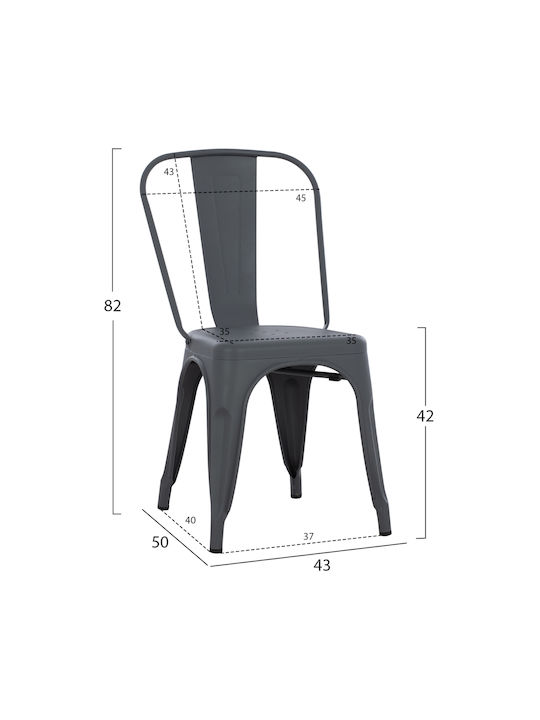 Melita-pro Dining Room Metallic Chair Grey 44x47x84.5cm