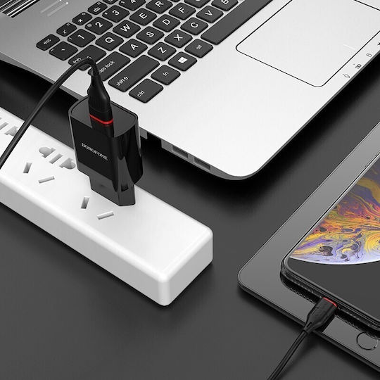 Borofone Charger with USB-A Port and Lightning Cable Quick Charge 3.0 / PPS / Quick Charge 2.0 Black (BA20A)