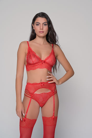 Milena by Paris Сет Жартиери с Дантела Червени