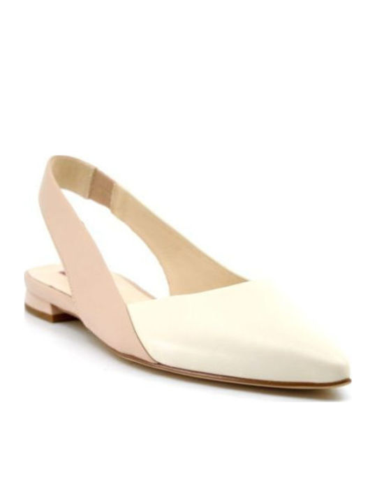 Δερμάτινες Γυναικείες Μπαλαρίνες Slingback σε Μπεζ Χρώμα