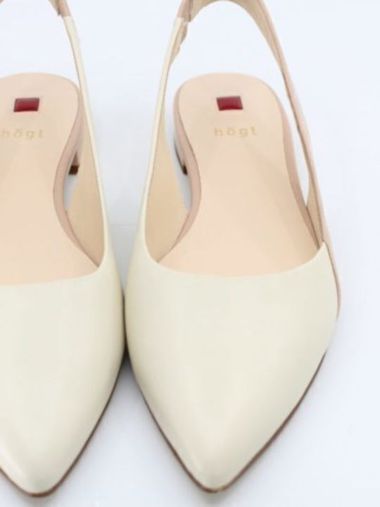 Δερμάτινες Γυναικείες Μπαλαρίνες Slingback σε Μπεζ Χρώμα