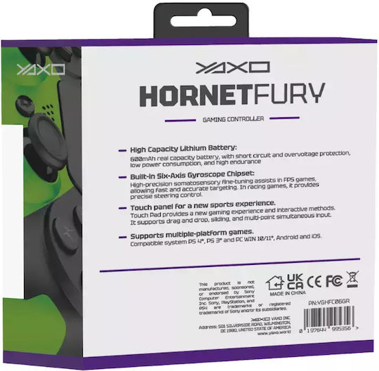 Yaxo Hornet Fury Ασύρματο Gamepad για PC / PS4 Πράσινο