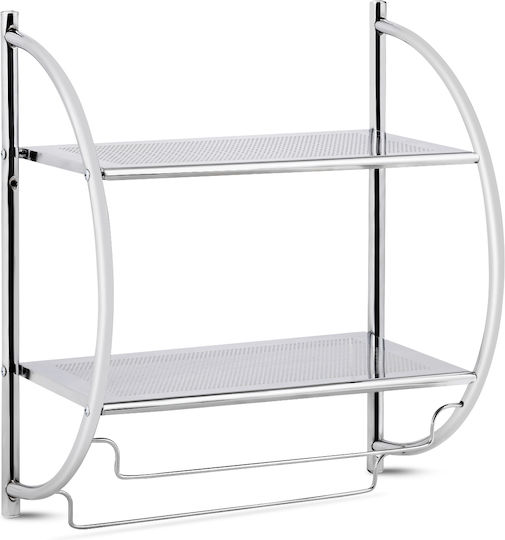 Costway Επιτοίχια Ραφιέρα Μπάνιου Μεταλλική 45x25.5x55cm Ασημί
