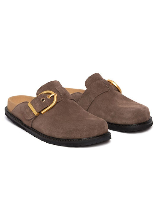 Komis & Komis Flat Leather Mules Brown