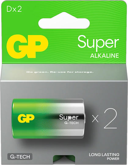 GP Batteries Super Αλκαλικές Μπαταρίες D 1.5V 2τμχ