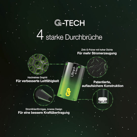 GP Batteries Ultra Plus Alkaline Batterien C 1.5V 2Stück 03014AUPETA-B2