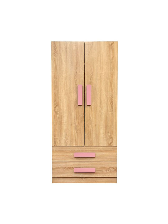 Playroom Sonama Δίφυλλη Ντουλάπα Ροζ 80x50x180cm