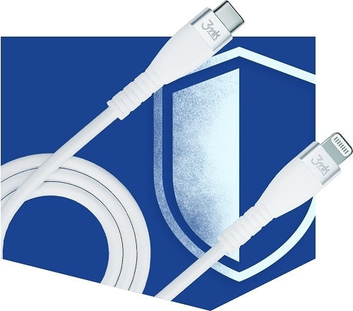 3MK Hyper Silicone USB-C zu Lightning Kabel 20W Weiß 1m