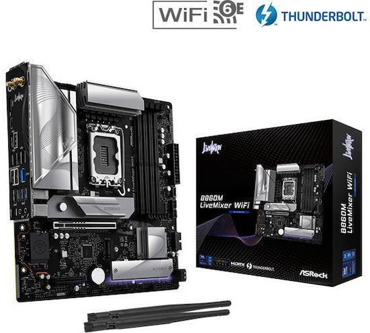 ASRock B860M LiveMixer WiFi Motherboard Micro ATX with Intel 1851 Socket