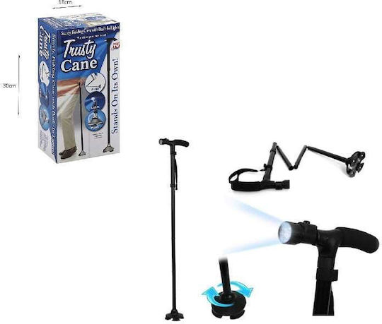 Faltbarer Gehstock mit drehbarem Fuß, LED-Licht & Höhenverstellung – Trusty Cane
