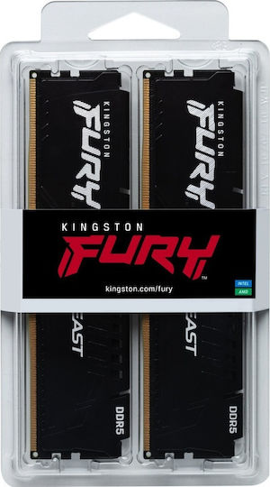 Kingston FURY Beast DDR5 16GB RAM με 2x8GB Modules και Ταχύτητα 6000 για Desktop