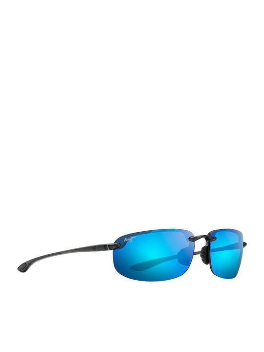 Maui Jim Hookipa Xl Unisex Sunglasses with Black Metal Frame and Blue Polarized Mirror Lens 456-14A