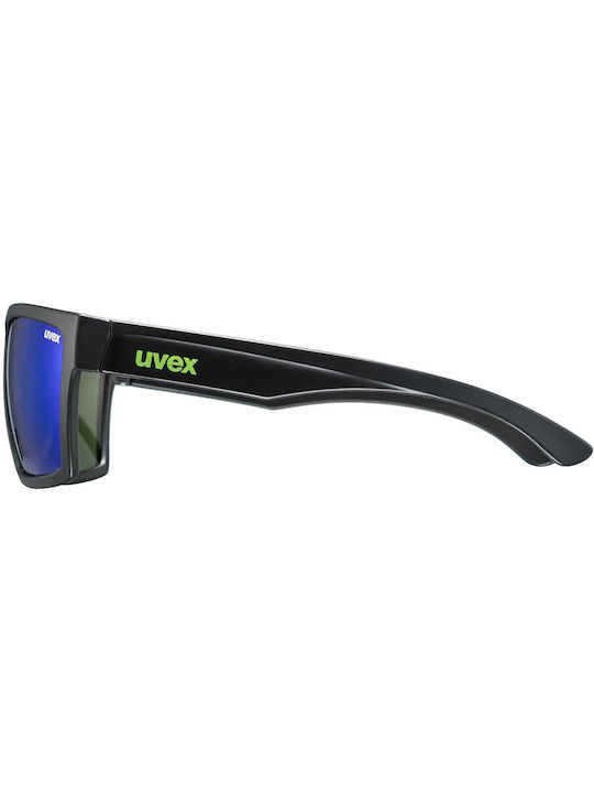 Uvex Men's Sunglasses with Black Plastic Frame and Green Mirror Lens S5309472215