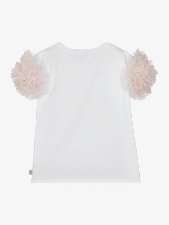 Bluza Pentru Copii Cu Mâneci Scurte Albă