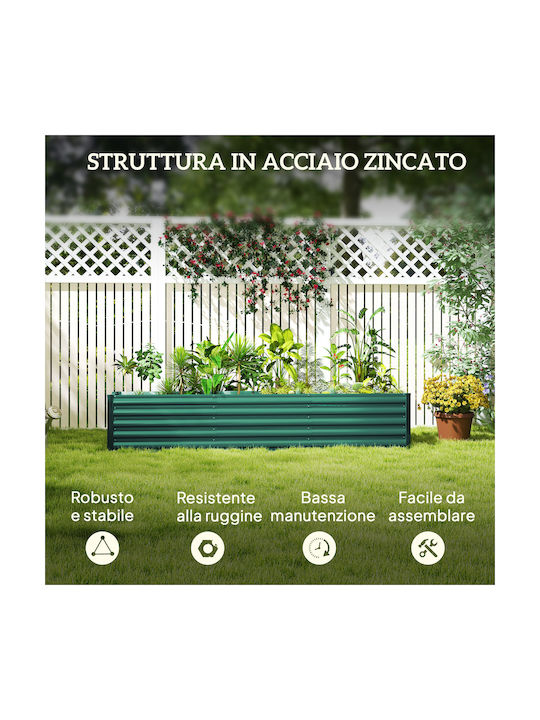 Outsunny Κρεβάτι Ανοιχτό Κήπο Στρογγυλεμένες Άκρες Γαλβανισμένο Ατσάλι 240x40x45 Εκ Πράσινο 84h-210v00gn