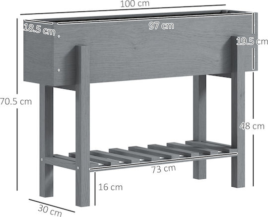 Outsunny Erhöhter Pflanzkasten mit Bodenablage 2 Abflusslöcher Tannenholz 100x30x70,5 cm Grau 84h-246v00gy Outsunny Erhöhter Pflanzkasten mit Bodenablage 2 Abflusslöcher Tannenholz 100x30x70,5 cm Grau 84h-246v00gy