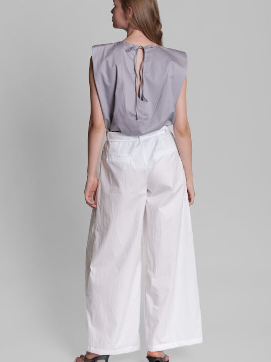 Collectiva Noir Pants Women's Fabric Trousers White