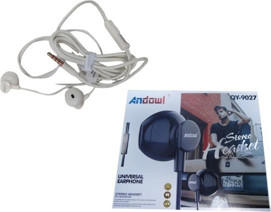 Andowl QY-9027 In-ear Handsfree Headphones with Connector 3.5mm White
