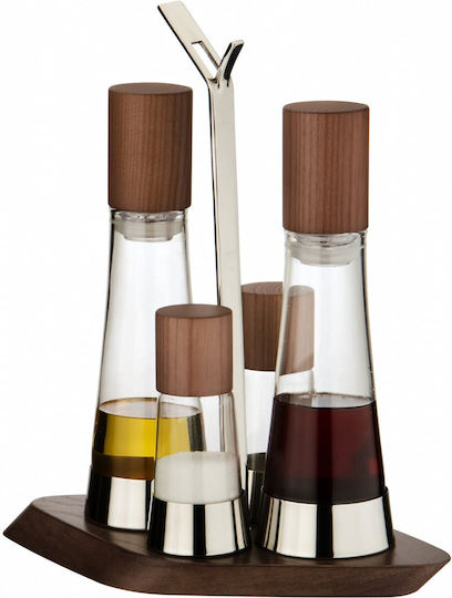 Casa Bugatti Trattoria Öl- & Essigspender-Set Hölzernes mit Ausgießer Brown