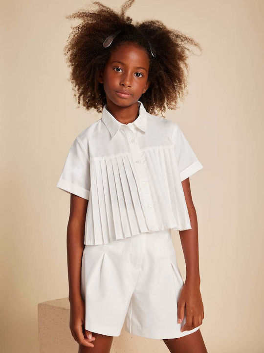 Kids One Color Short-Sleeved Ecru Shirt