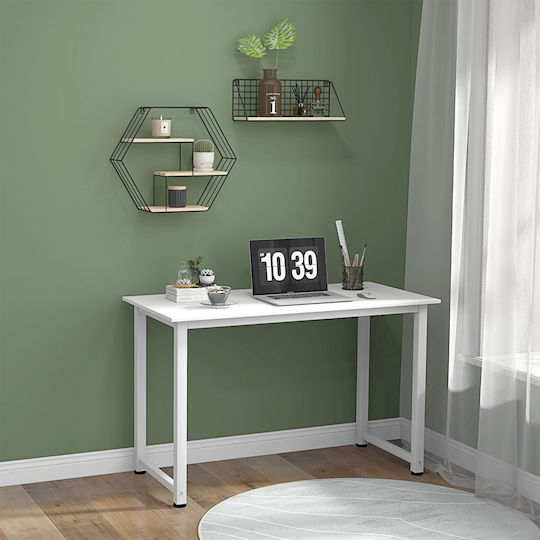 Computer Office Wooden White with Metal Legs 120x60x76cm
