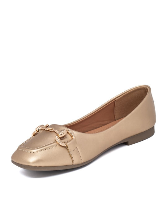 Damen Ballerinas in Gold Farbe