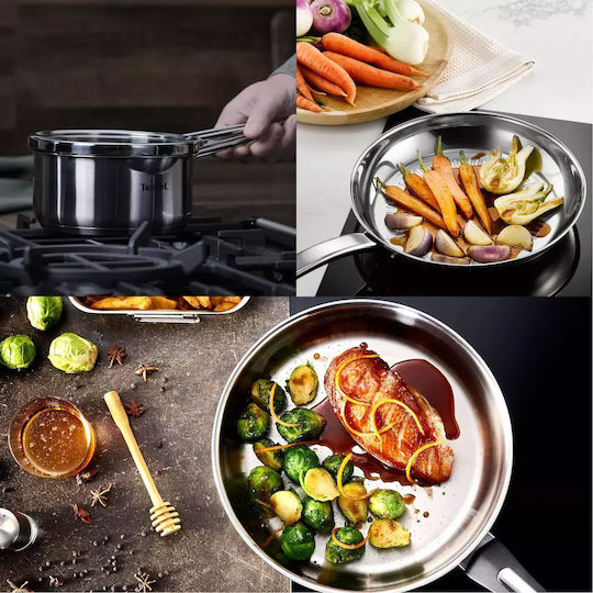 Tefal Daily Cook Pots Set Made of Stainless Steel Silver with Non-Stick Coating 5 Pieces