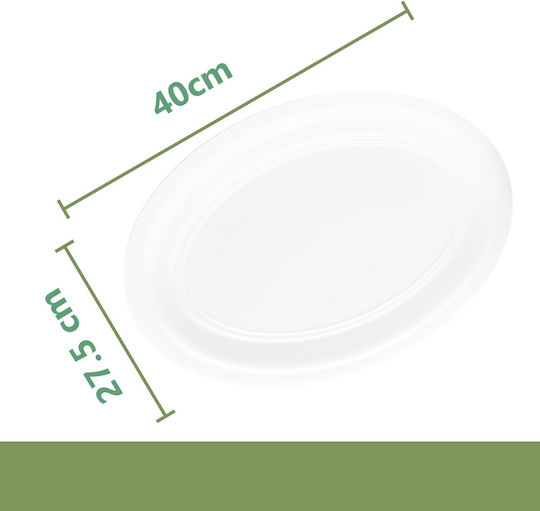 Platou de Servire Oval Plastic Albă 40x27.5buc 1buc