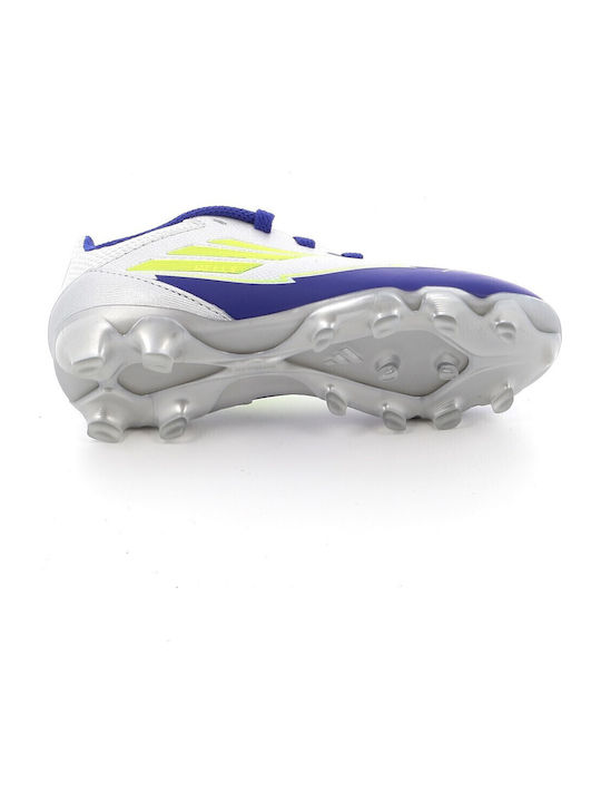 F50 Messi League MG Ghete De Fotbal Pentru Copii Cu Crampoane Argintiu Metalizat Solar Yellow Lucid Blue