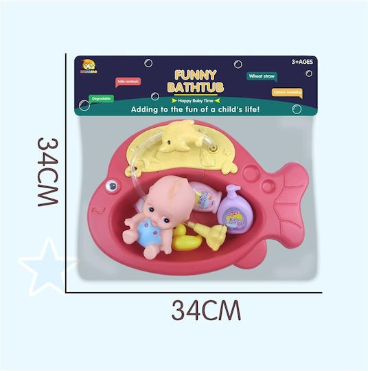 Set de joacă pentru copii de 3+ ani Formă de pește accesorii pentru baie bebeluși cu pulverizare de apă 34x34 cm multicolor