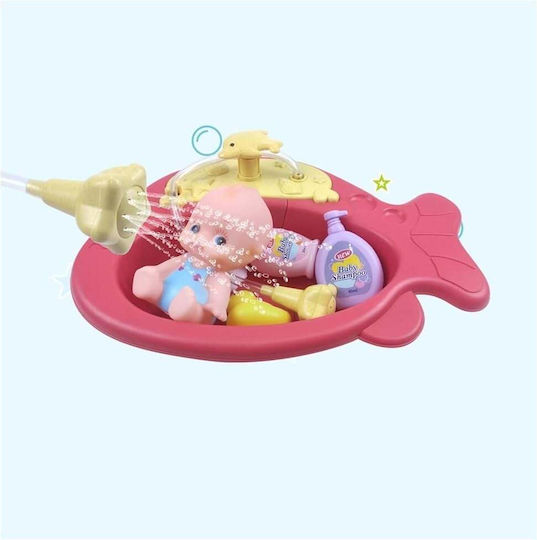Set de joacă pentru copii de 3+ ani Formă de pește accesorii pentru baie bebeluși cu pulverizare de apă 34x34 cm multicolor
