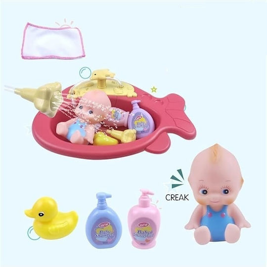 Set de joacă pentru copii de 3+ ani Formă de pește accesorii pentru baie bebeluși cu pulverizare de apă 34x34 cm multicolor