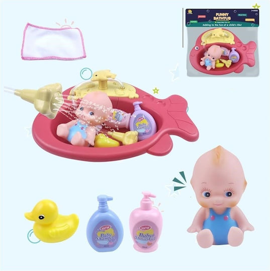 Set de joacă pentru copii de 3+ ani Formă de pește accesorii pentru baie bebeluși cu pulverizare de apă 34x34 cm multicolor