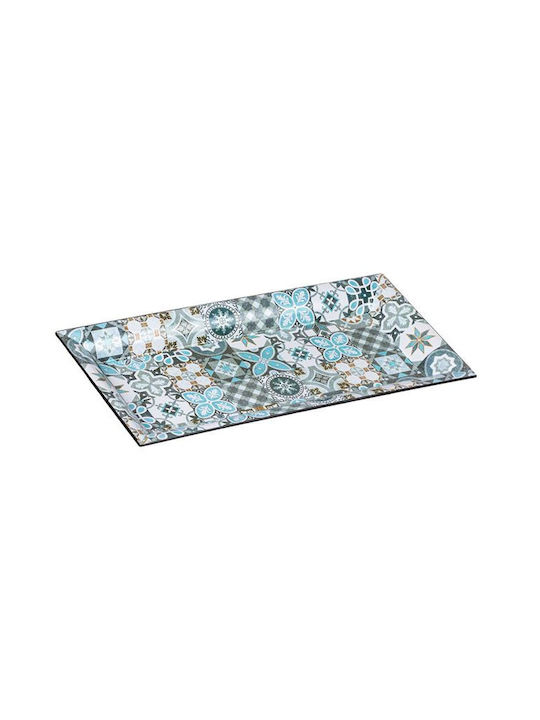 Dekorative Platte Rechteckig Kunststoff Blau 1Stück 36x17x2.5cm