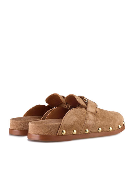 Mules mit Absatz in Beige Farbe