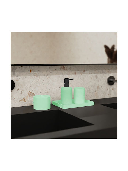 Inter Ceramic Mint Bathroom Box Icca 55658 Large Freestanding Polyresin 10.1x7cm Matte Mint