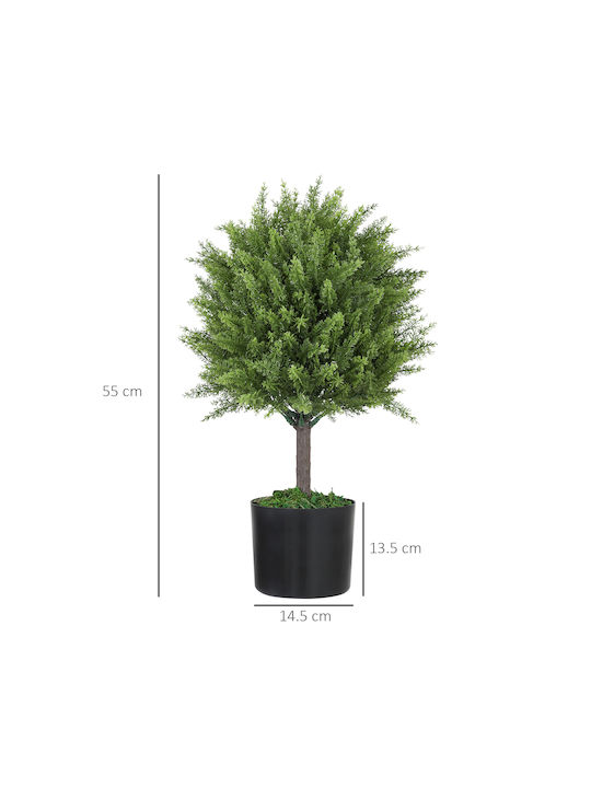 Homcom Fake Plant Cedar Tree Pot Included Indoor Outdoor Height 55 cm Green 830-953v00gn