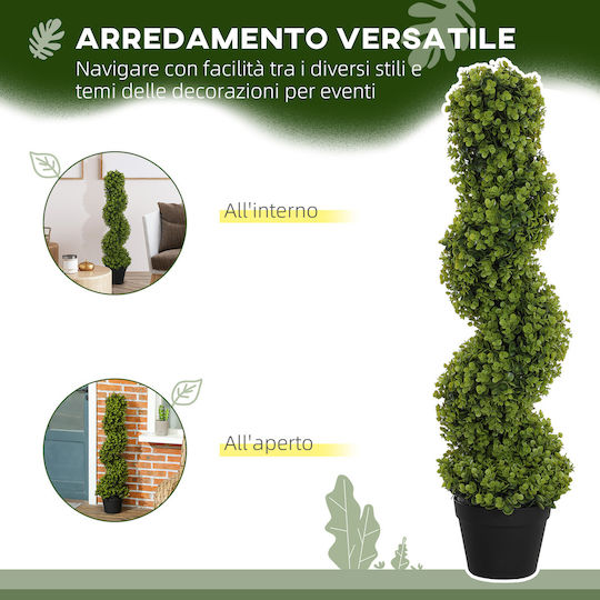 Homcom Plantă Artificială Eucalipt Spirală cu Ghiveci Inclus pentru Interior și Exterior Înălțime 90 cm Verde 830-951v00gn