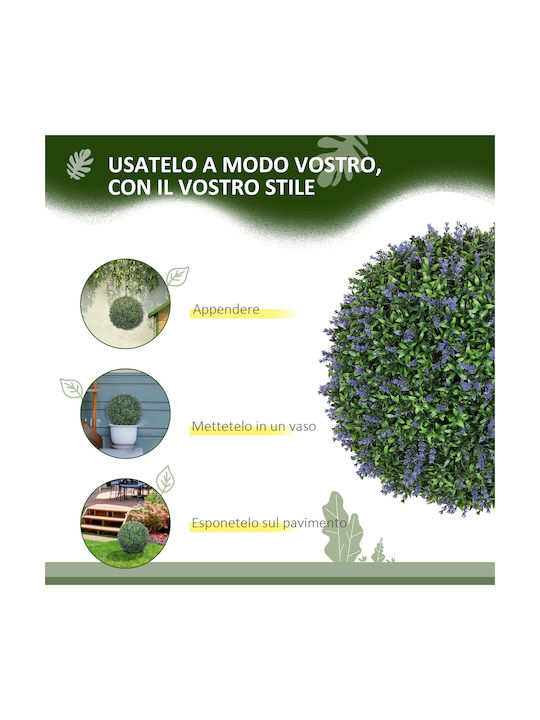 Homcom Set of 2 Artificial Lavender Flower Spheres for Home Garden Ø42 Cm Green Purple 830-955v01vt