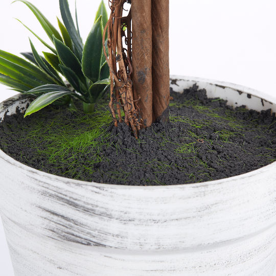 Homcom Set of 2 Artificial Green Plants Lavender Flower Spheres Moss Cement Pot Ø24x60 cm 830-704v00gn