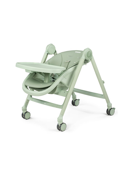 Peg Perego Living Foldable Baby Highchair 2 in 1 with Adjustable Height Sage