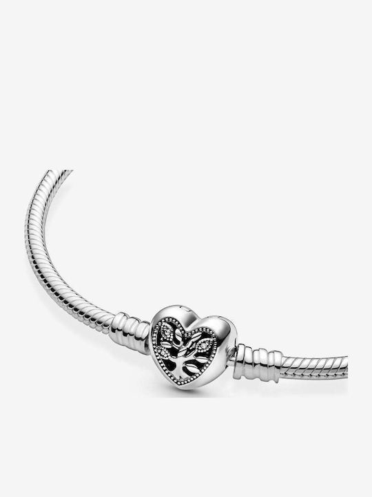 Pandora Дамска Гривна с Дизайн Сърце от Сребро със Зиркон 19см