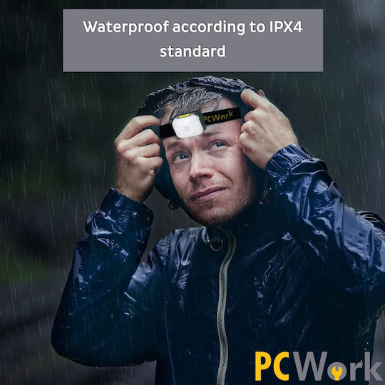 Pcwork Rechargeable Headlamp LED IPX4 with Maximum Brightness 200lm 10pcs Yellow