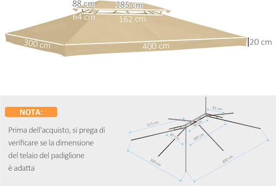 Outsunny Ανταλλακτικό Ύφασμα Ομπρέλας Μπεζ 3x4m