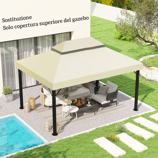 Outsunny Покривало за беседка Бял 3x4m