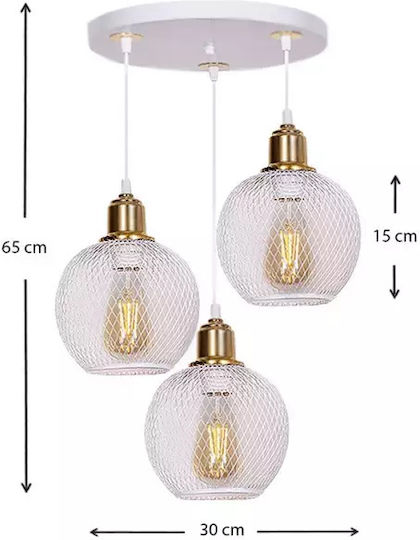 Megapap Amos Pendant Light White with Socket E27 30x30x65cm