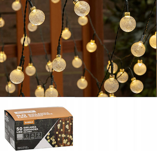 Led Fairy Lights Bubble Design 50 Bulbs 935cm Solar Powered Warm White Light